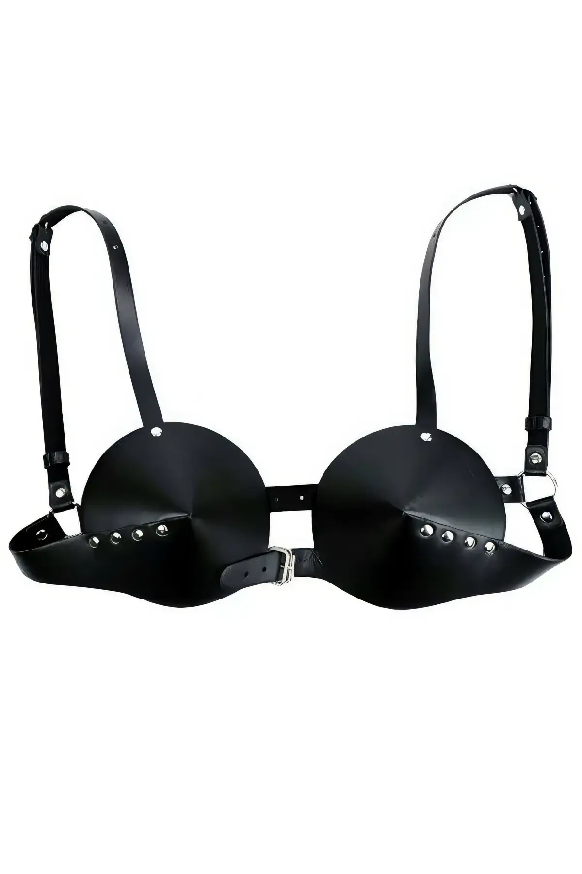 Siyah Göğüs Harness Zımbalı Konik Kaplı Deri - APFT250