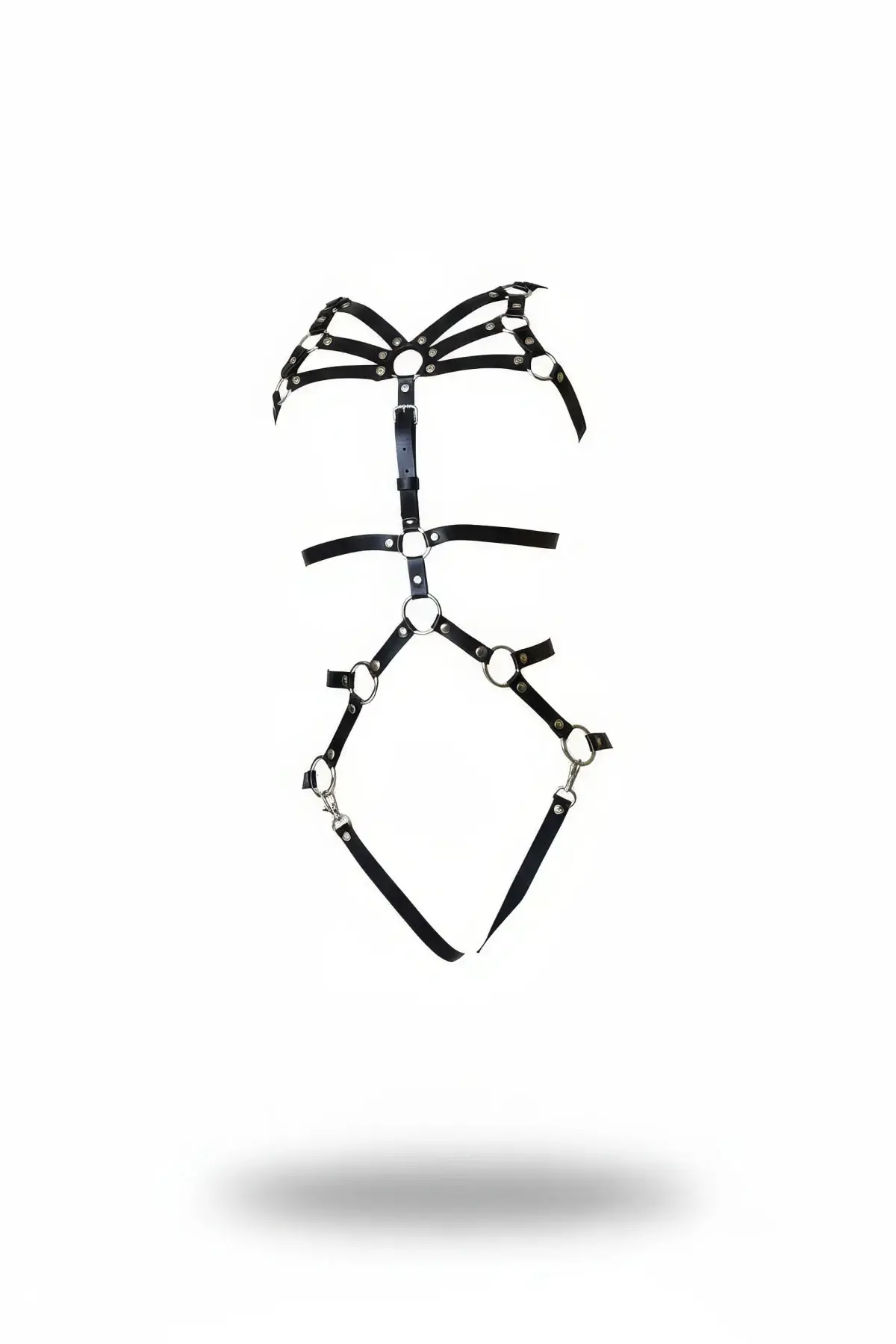 Siyah Body Harness Suni Deri Metal Halka Detaylı Ayarlanabilir - APFT453