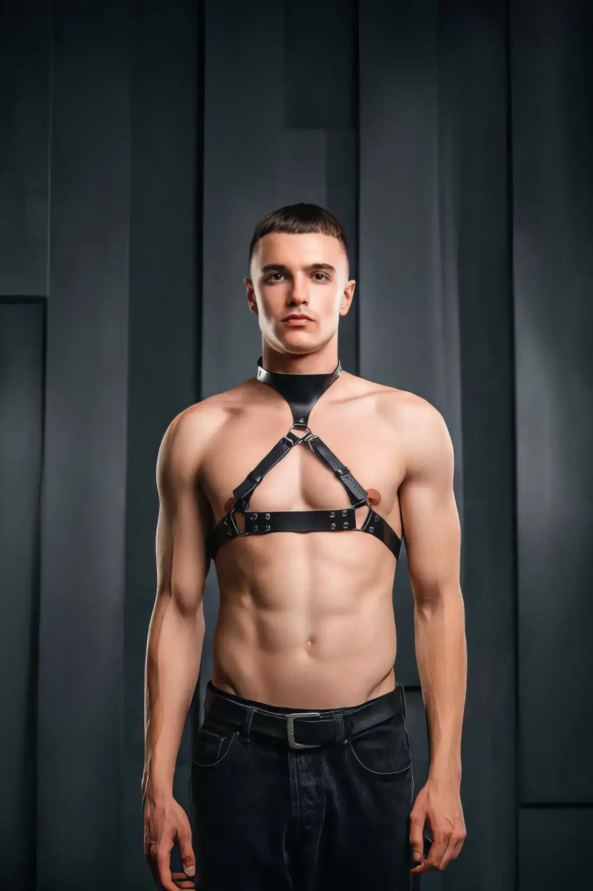 Deri Boyundan Askılı Erkek Harness APFTM228