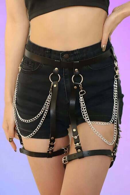 Zincirli Seksi Jartiyer Harness - APFT958