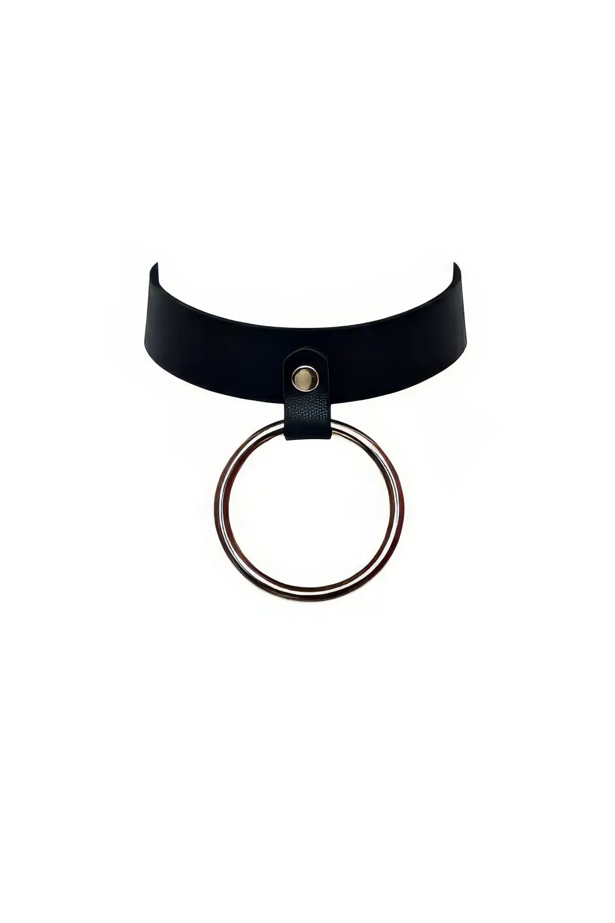Siyah Choker Kalın Deri Halka Detaylı Gerdanlık - APFT306