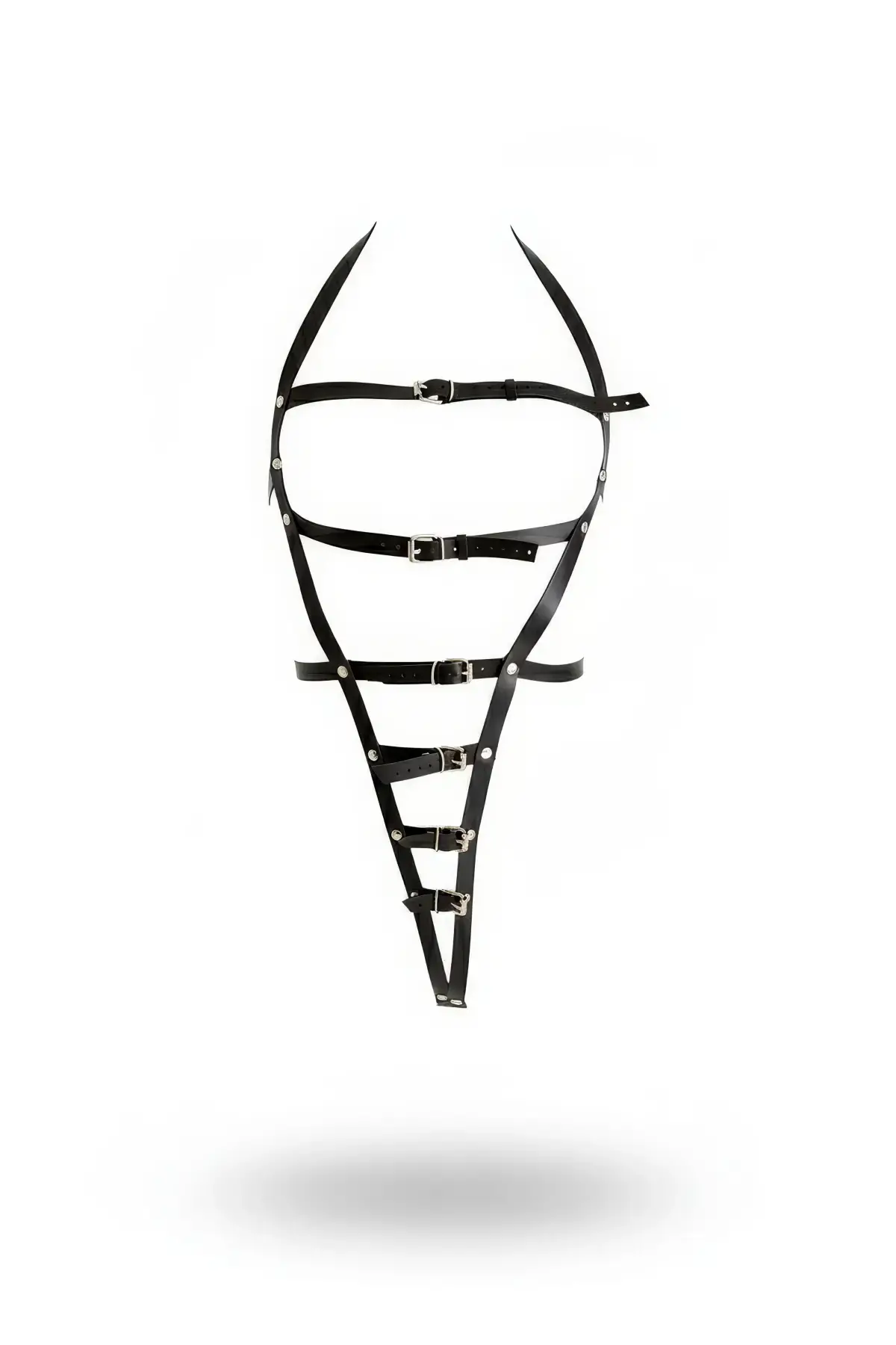 Siyah Body Harness Suni Deri Çoklu Tokalı Ayarlanabilir Vücut Aksesuarı - APFT790