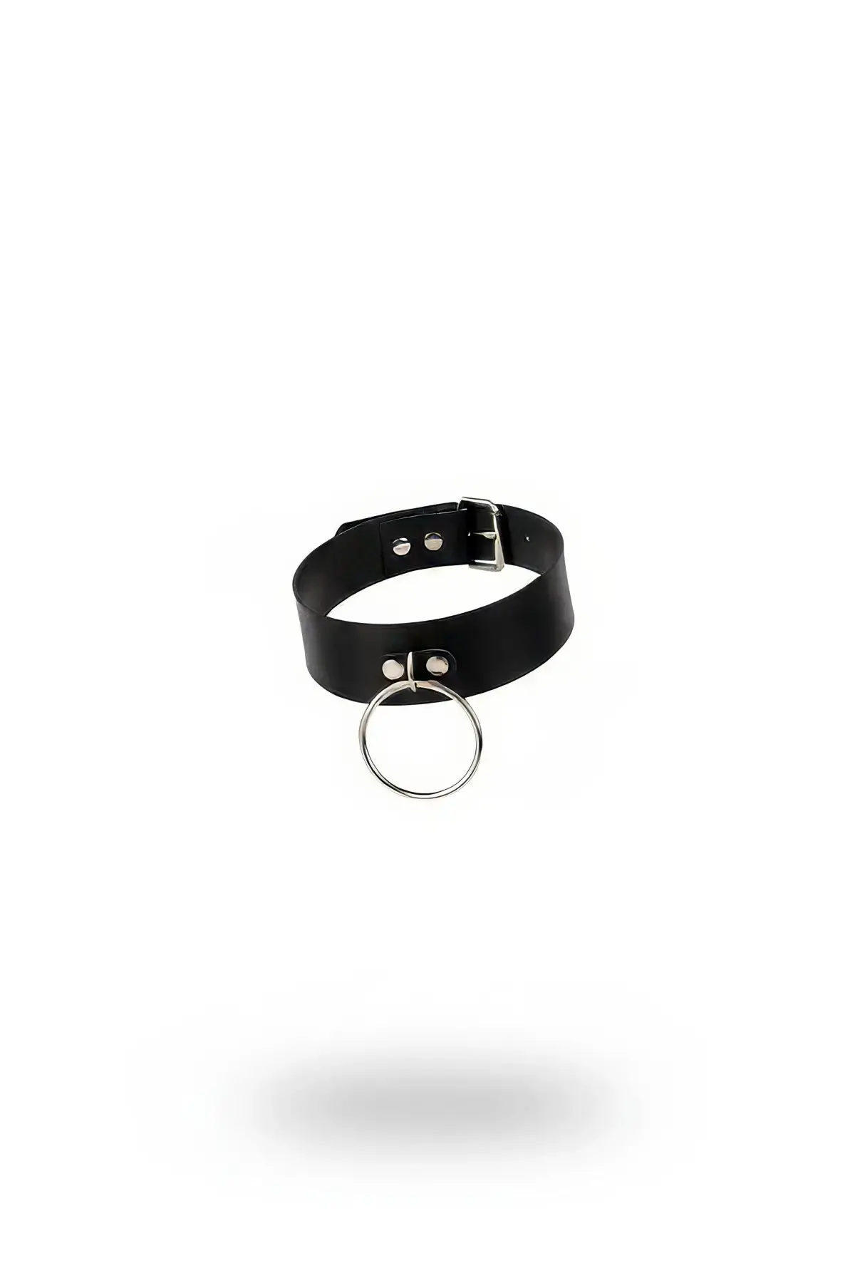 Siyah Choker Deri Kalın Halka Detaylı Kolye - APFT522