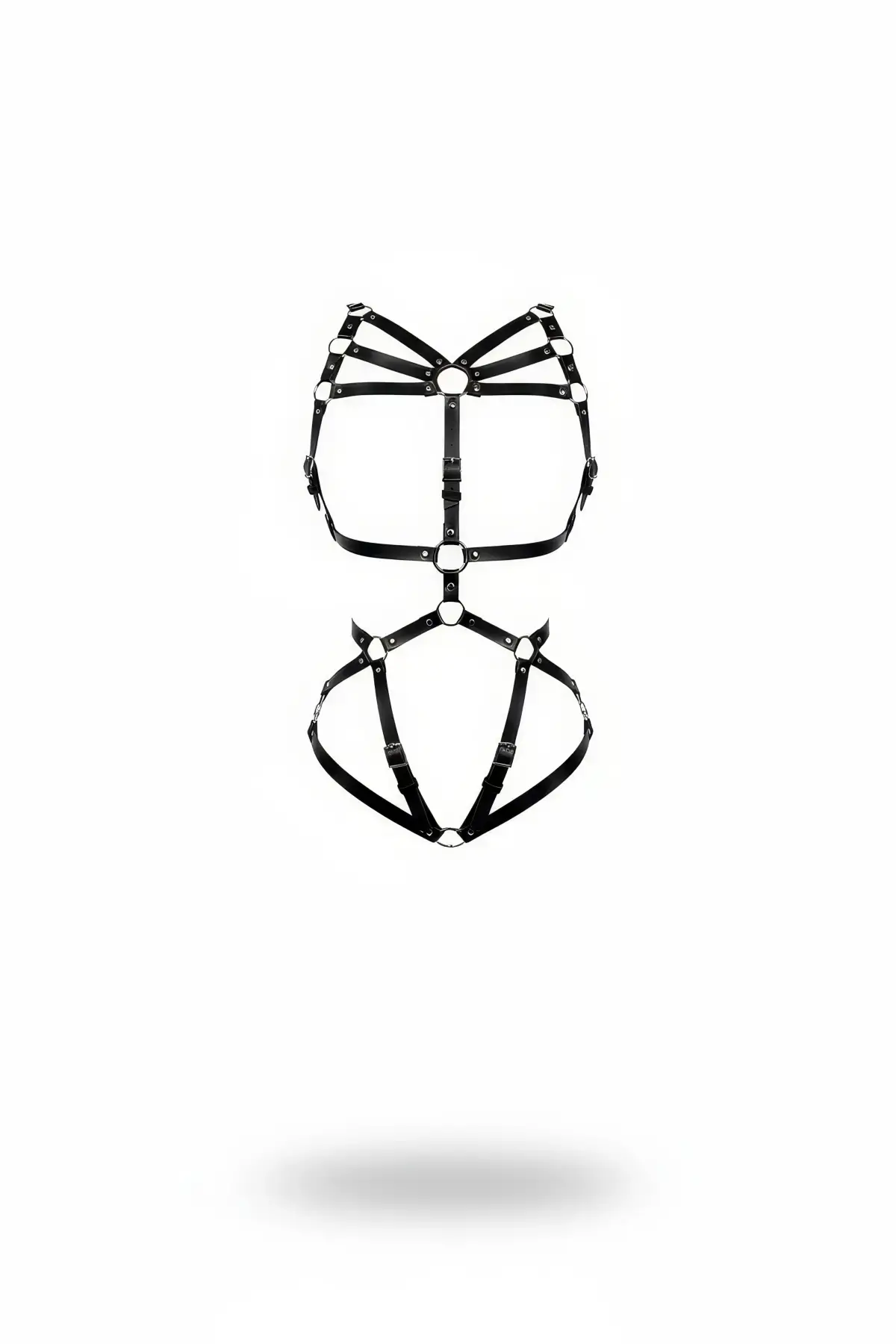 Siyah Body Harness Suni Deri Tam Vücut Tokalı Aksesuarı - APFT860