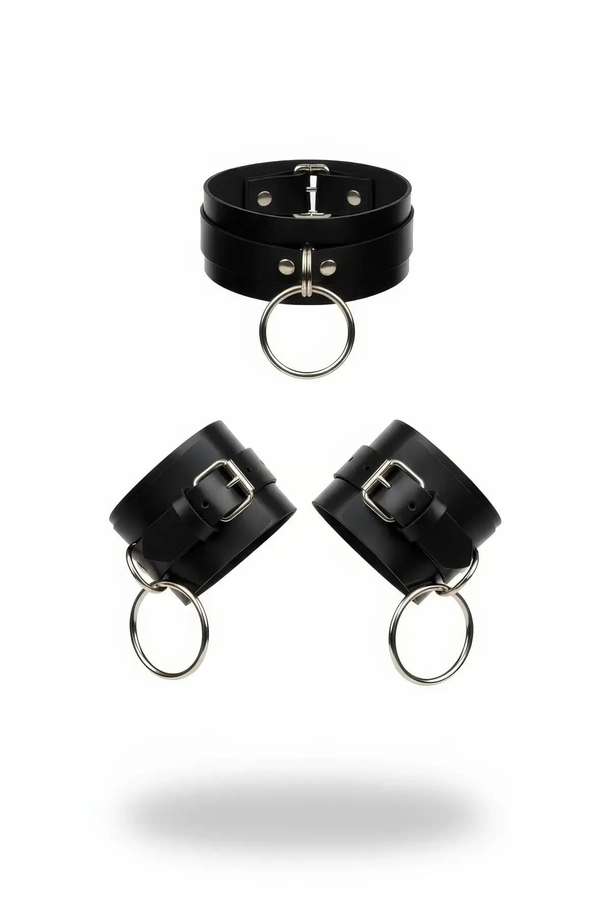 Siyah Choker Metal Halka Detaylı Kalın Deri - APFT241