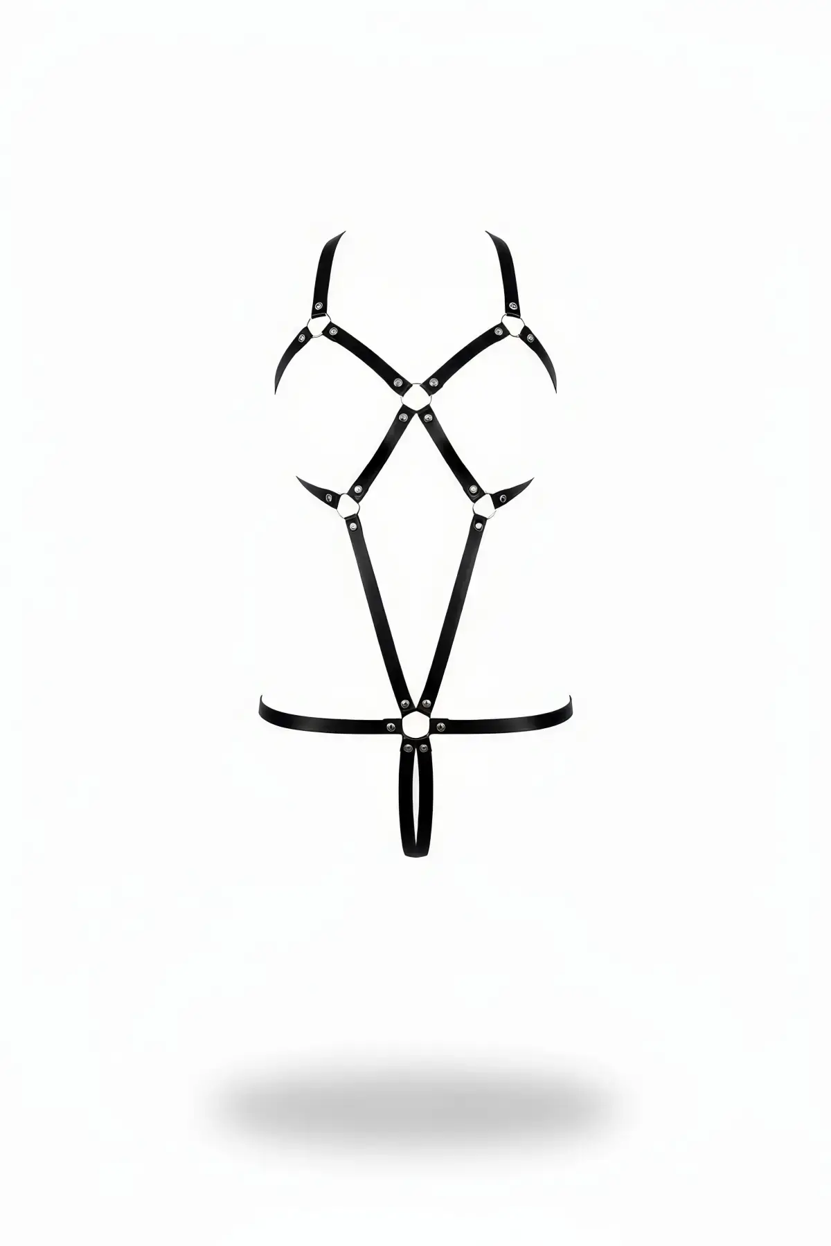 Siyah Body Harness Metal Halkalı Çapraz Vücut Kuşamı - APFT240