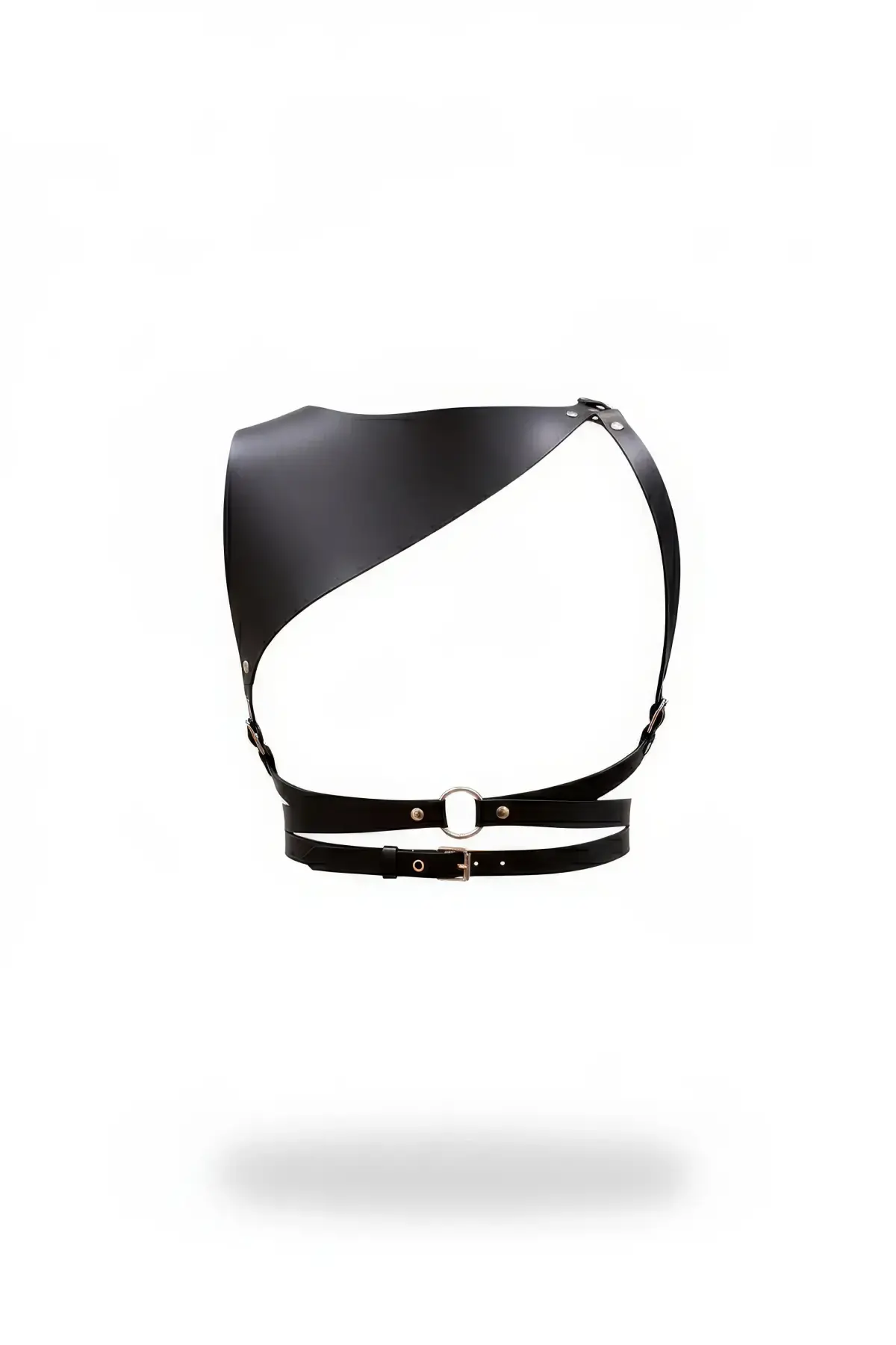Siyah Kadın Kemer Asimetrik Kesim Deri Harness - APFT903