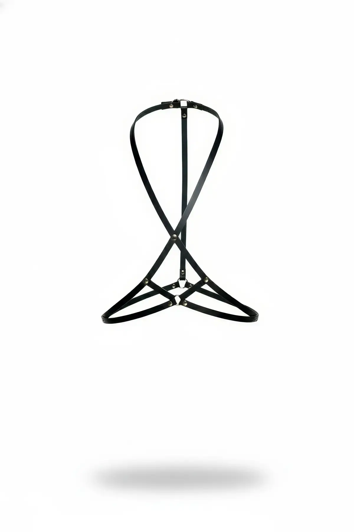 Siyah Göğüs Harness Deri Ayarlanabilir Metal Detaylı Vücut Aksesuarı - APFT183