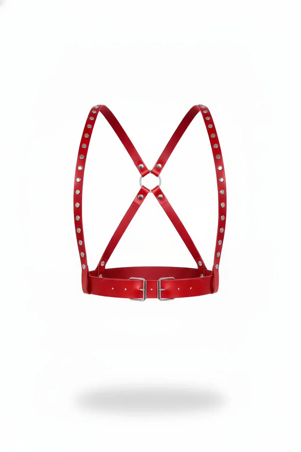 Kırmızı Kadın Kemer Zımba Detaylı Vücut Harness Kemeri - APFT817