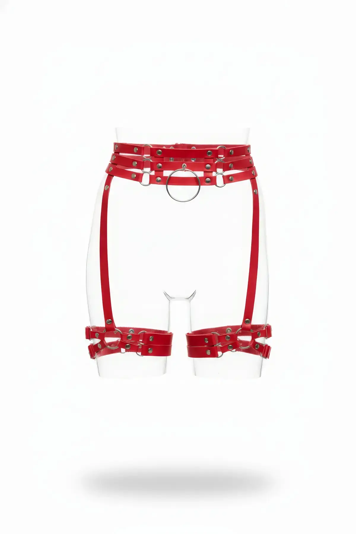 Kırmızı Jartiyer Harness Zımba Detaylı Çoklu Bant - APFT746