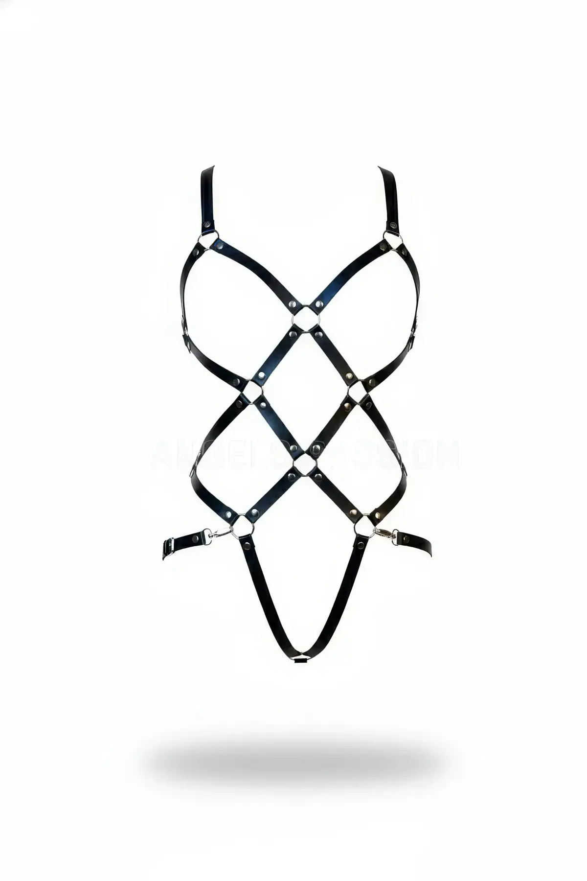 Siyah Body Harness Deri Malzemeli Tam Vücut Kafes Detaylı - APFT811
