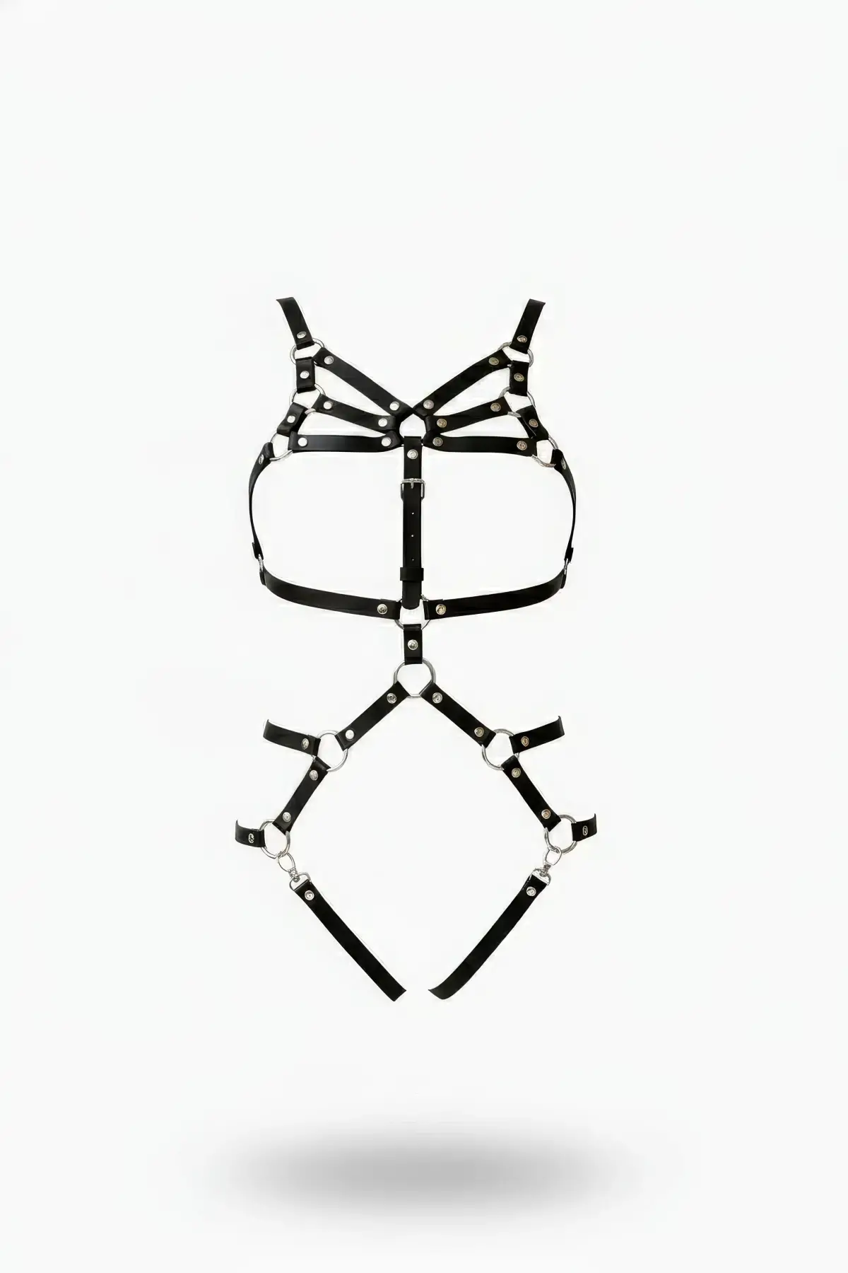 Siyah Body Harness Deri Çoklu Kemer Tokalı Vücut Aksesuarı - APFT724