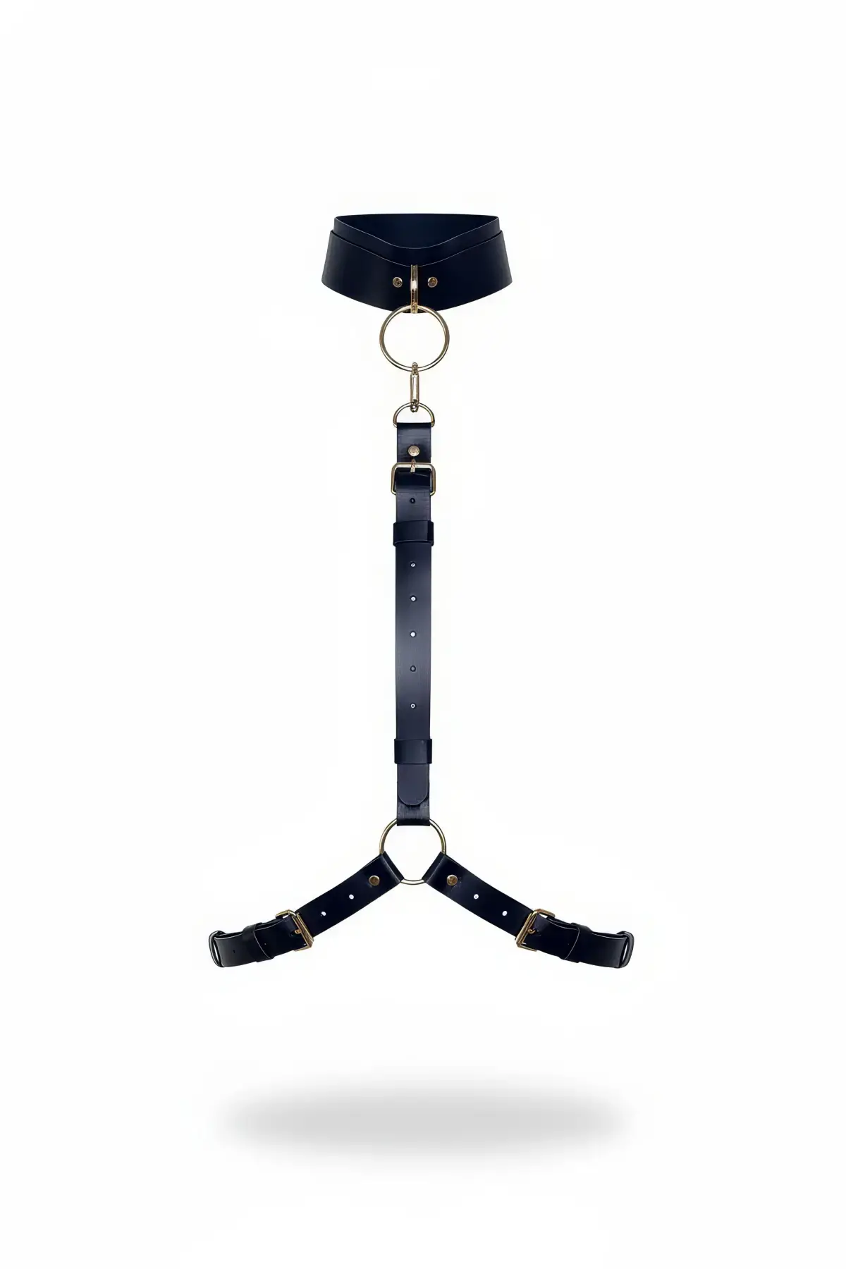 Siyah Choker Deri O Halka Detaylı Vücut Harness - APFT420