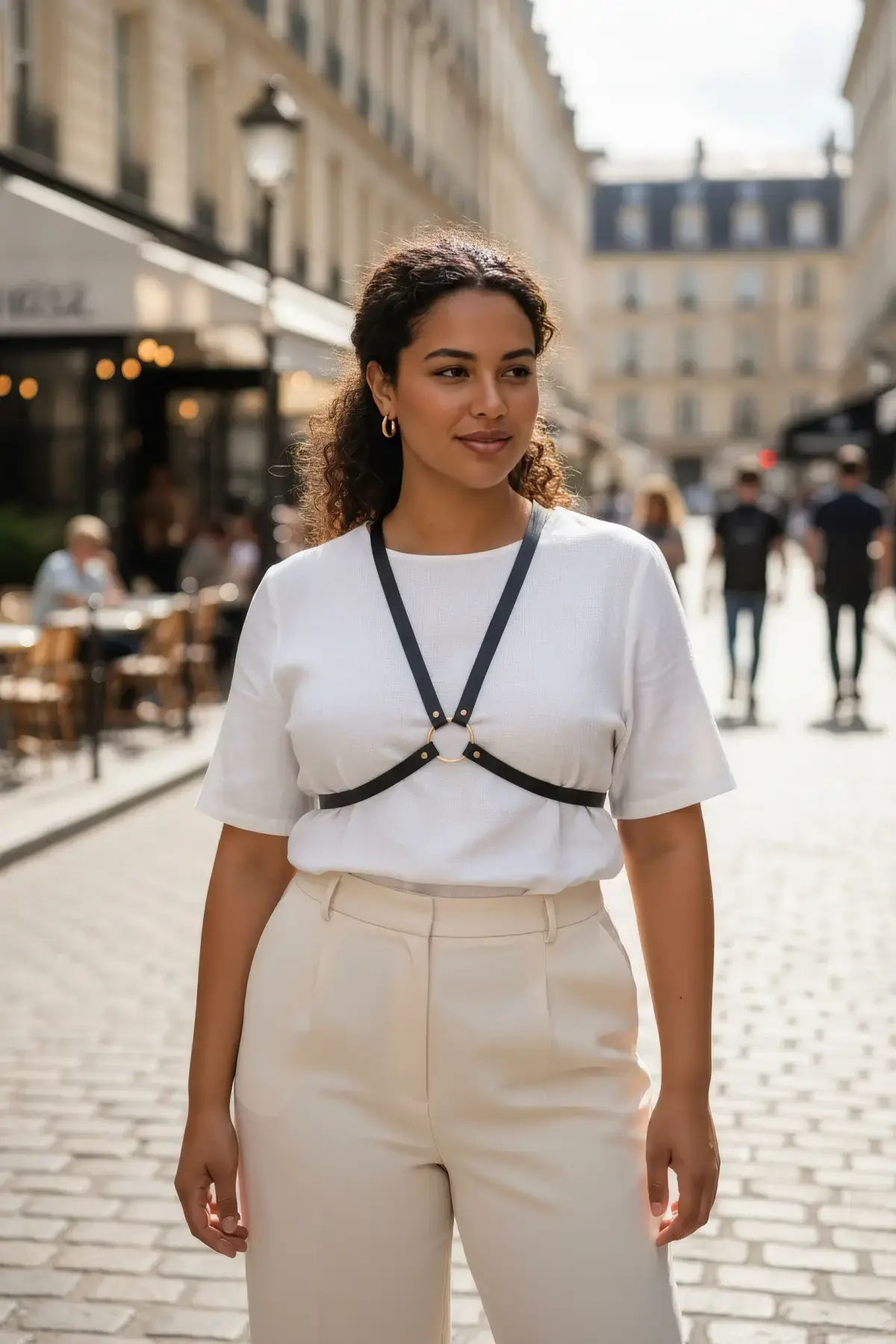 Büyük Beden Siyah Kadın Kemer Deri Harness Minimal Halka Detaylı Kombin Aksesuarı - APFT131