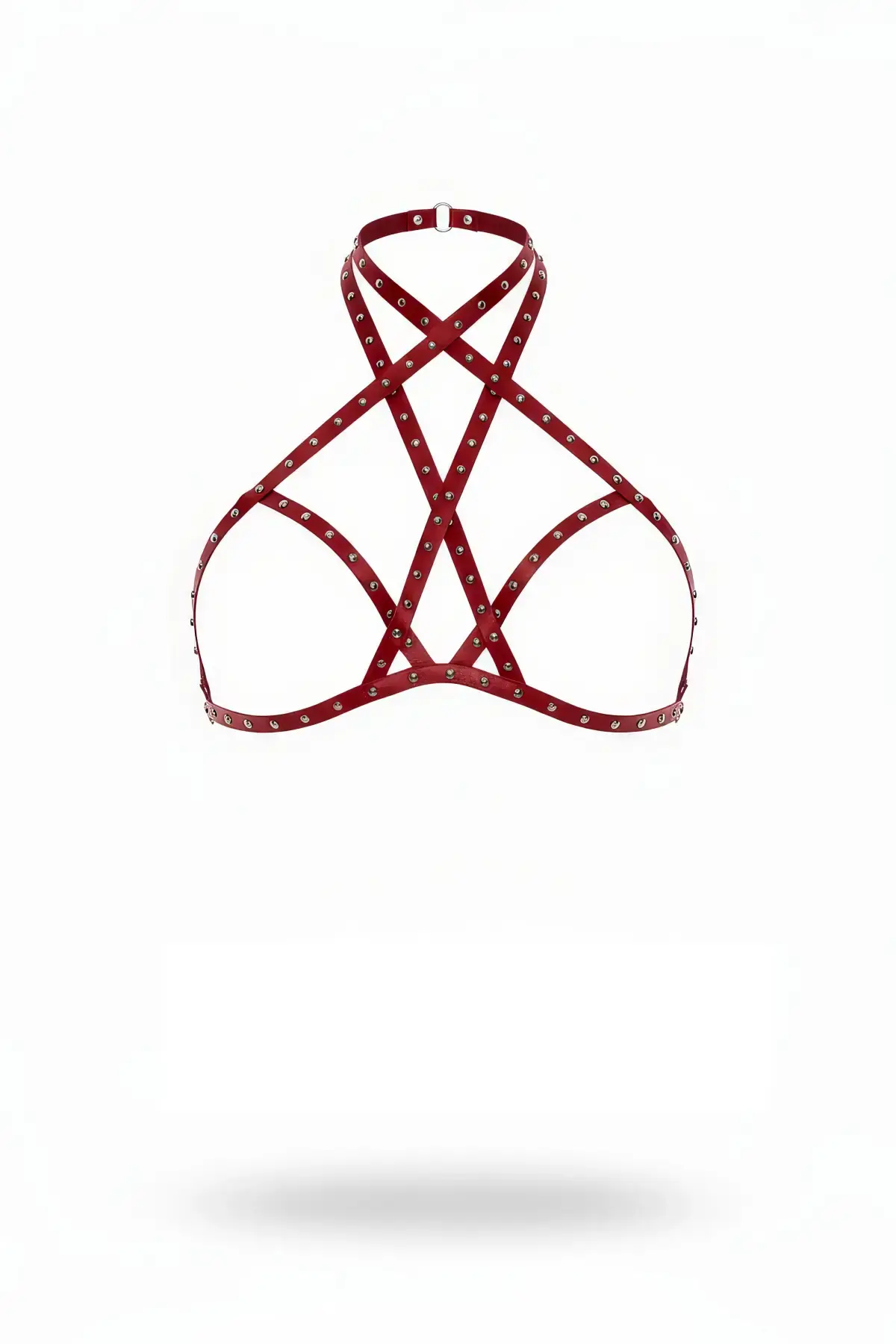 Kırmızı Göğüs Harness Deri Zımbalı Boyun Detaylı - APFT501