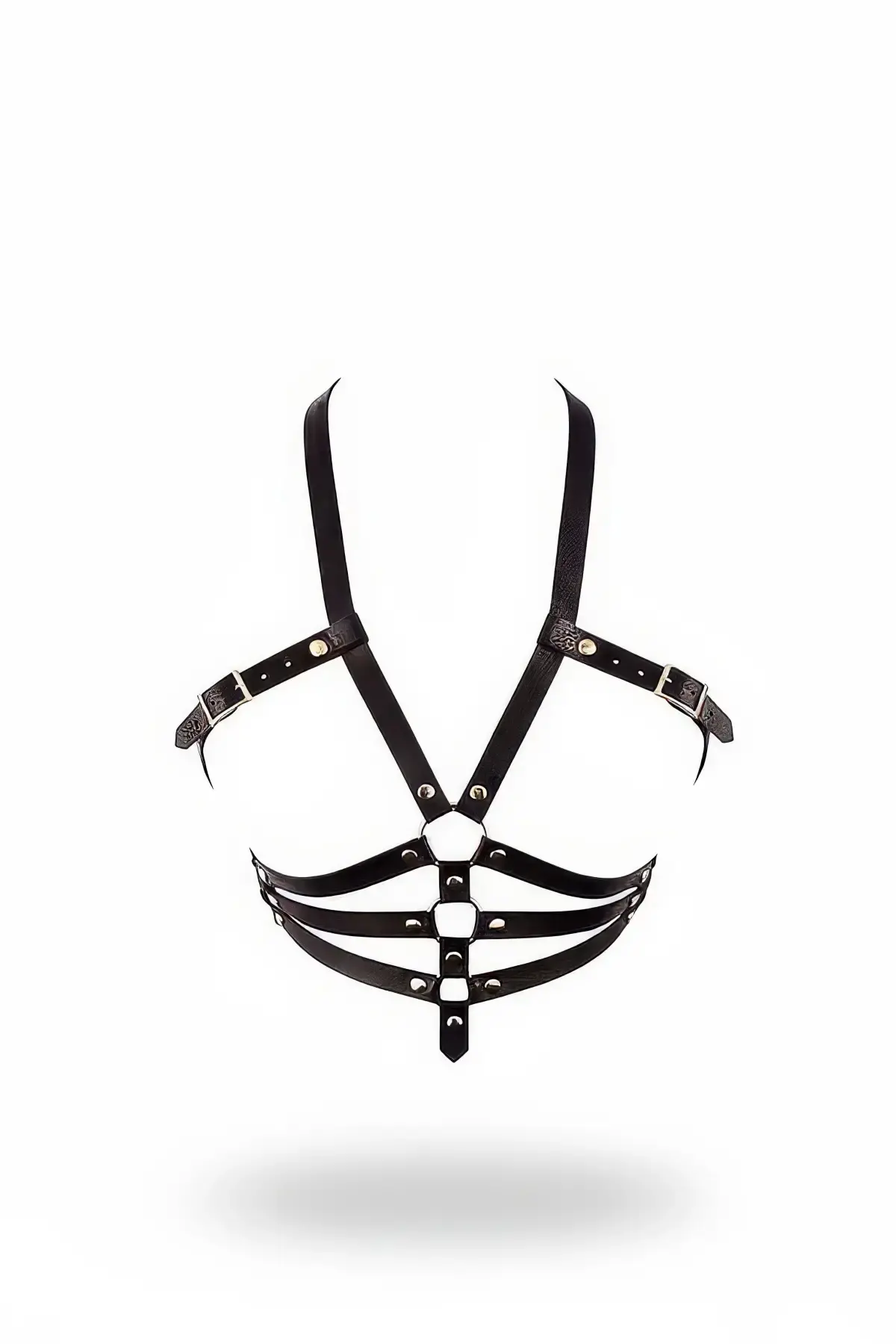 Siyah Kadın Kemer Deri Vücut Harness Tokalı Aksesuar - APFT32