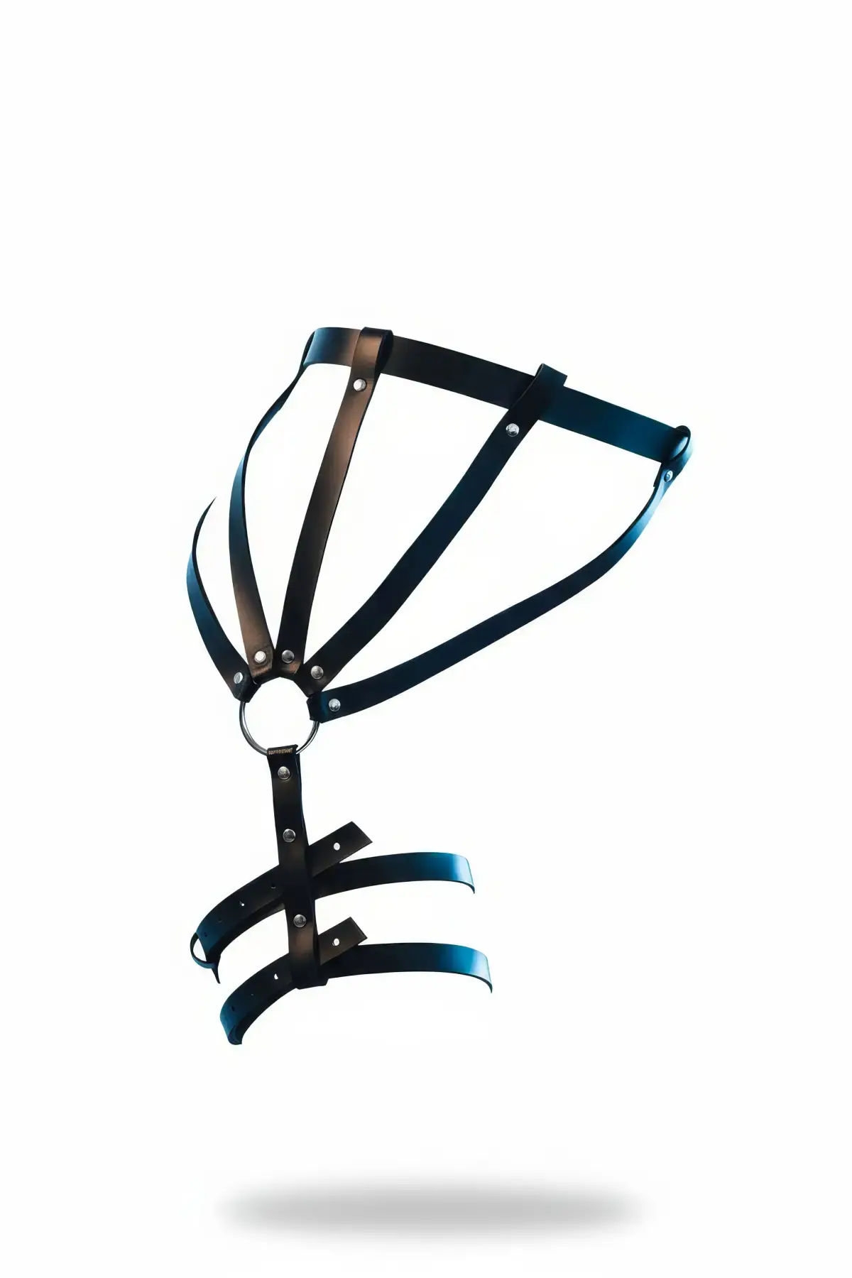 Siyah Jartiyer Harness Deri Metal Halka Detaylı Vücut Aksesuarı - APFT595