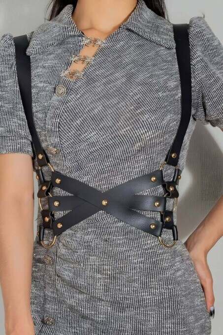 Seksi Deri Döğüs Harness - APFT1186