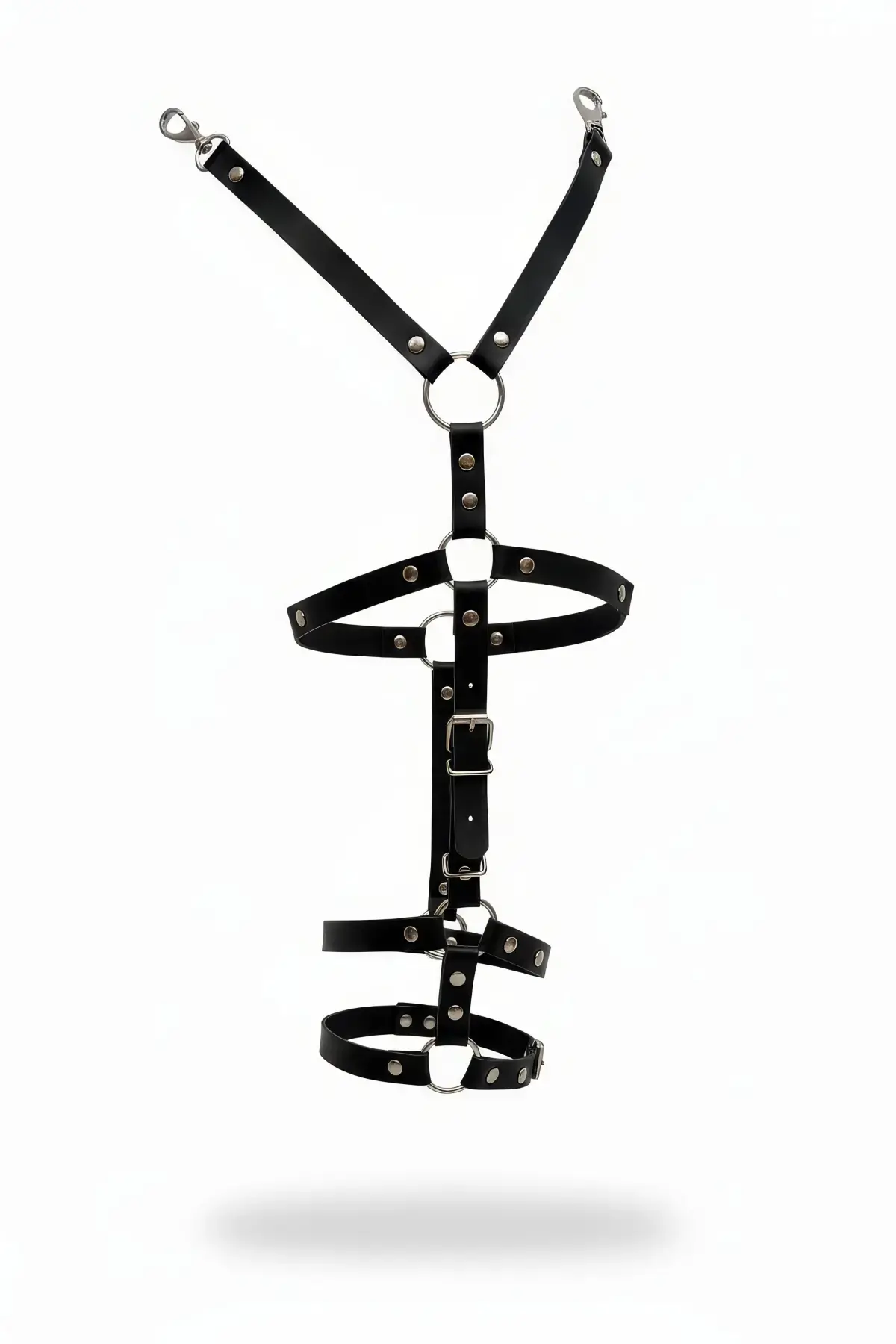 Siyah Jartiyer Harness Deri O-Ring Detaylı Ayarlanabilir - APFT942