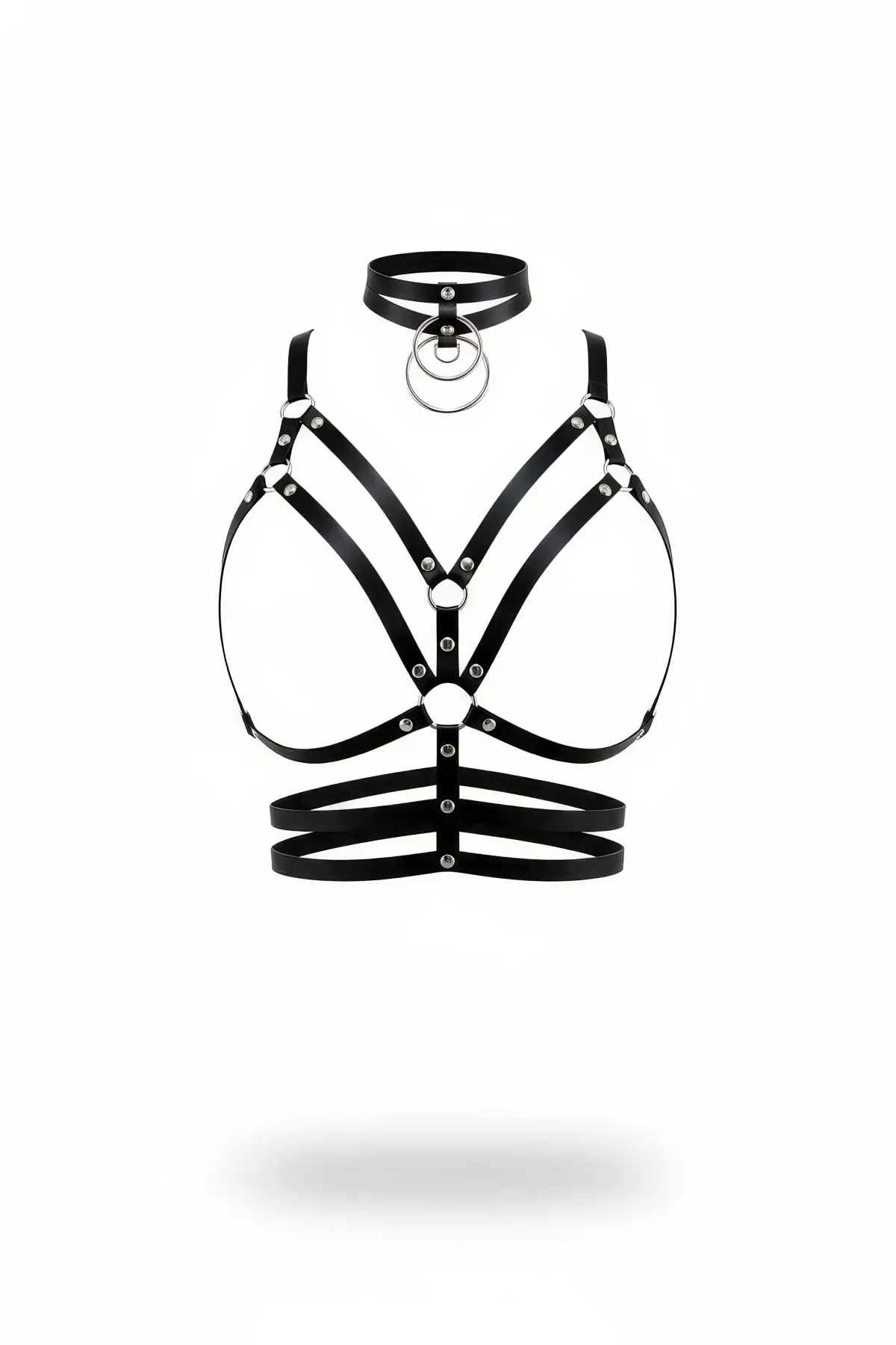 Siyah Kadın Kemer Halka Detaylı Vücut Harness - APFT296
