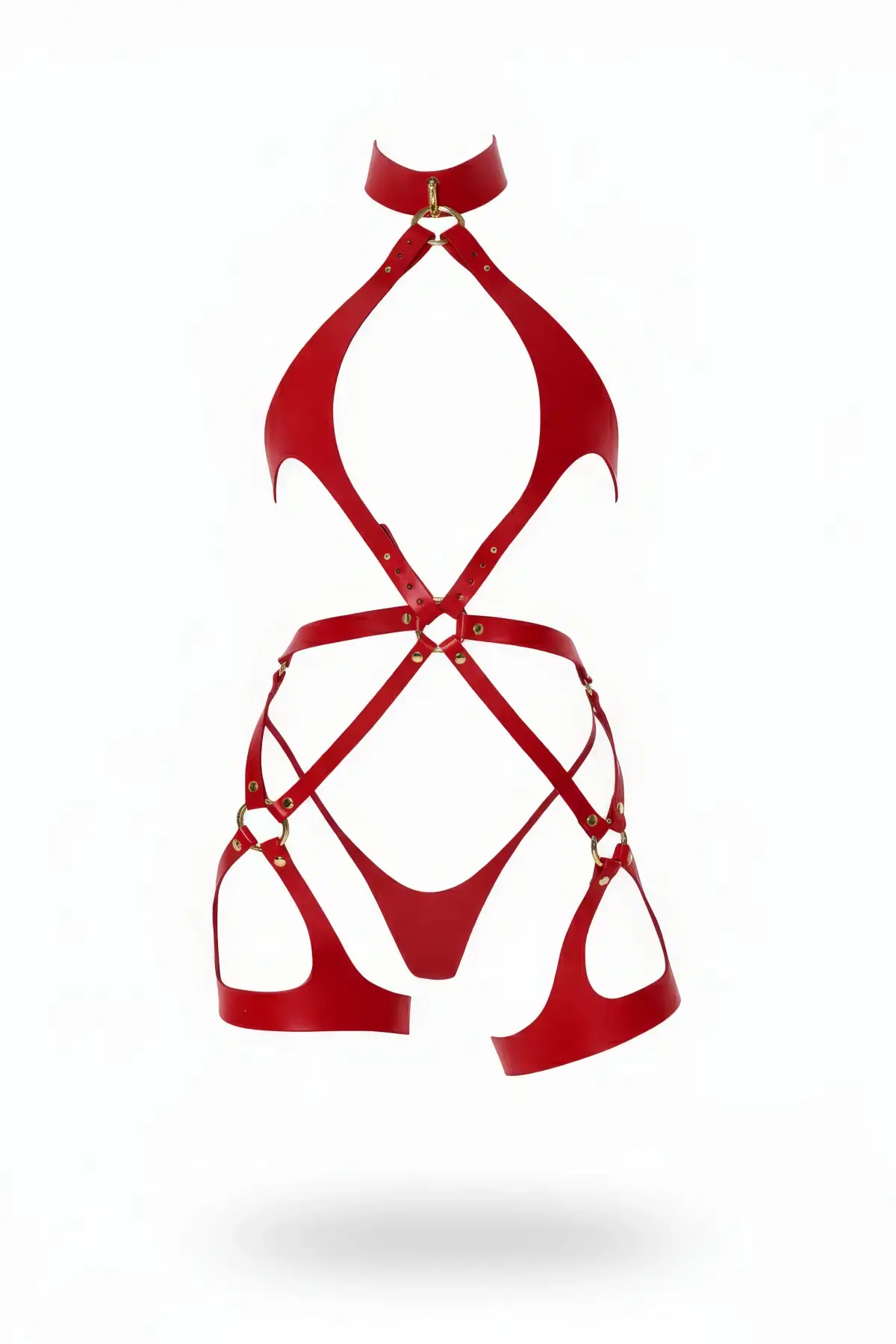 Kırmızı Harness Takım Deri Metal Halka Detaylı - APFT1331