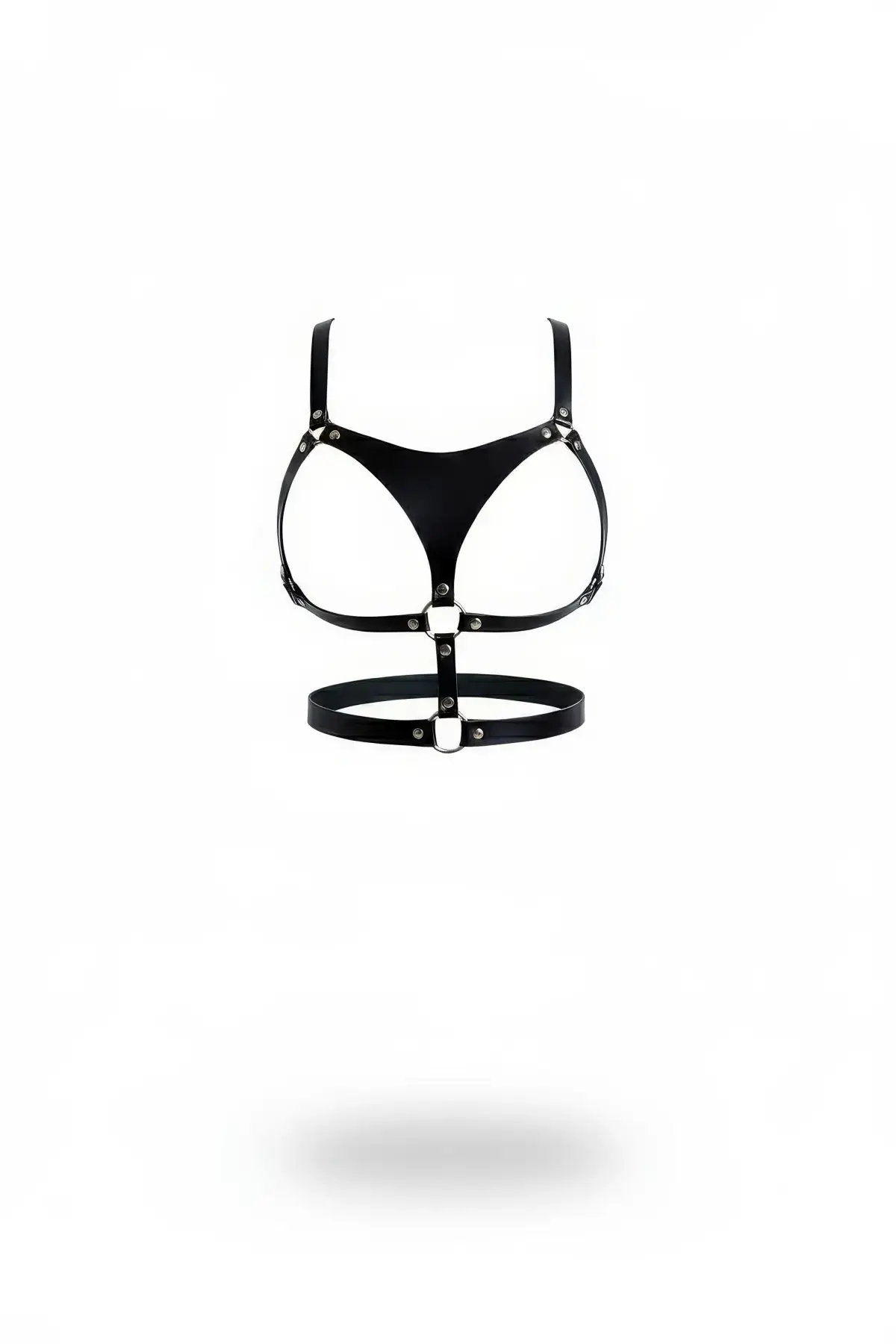 Siyah Göğüs Harness Deri O-Ring Detaylı - APFT1388