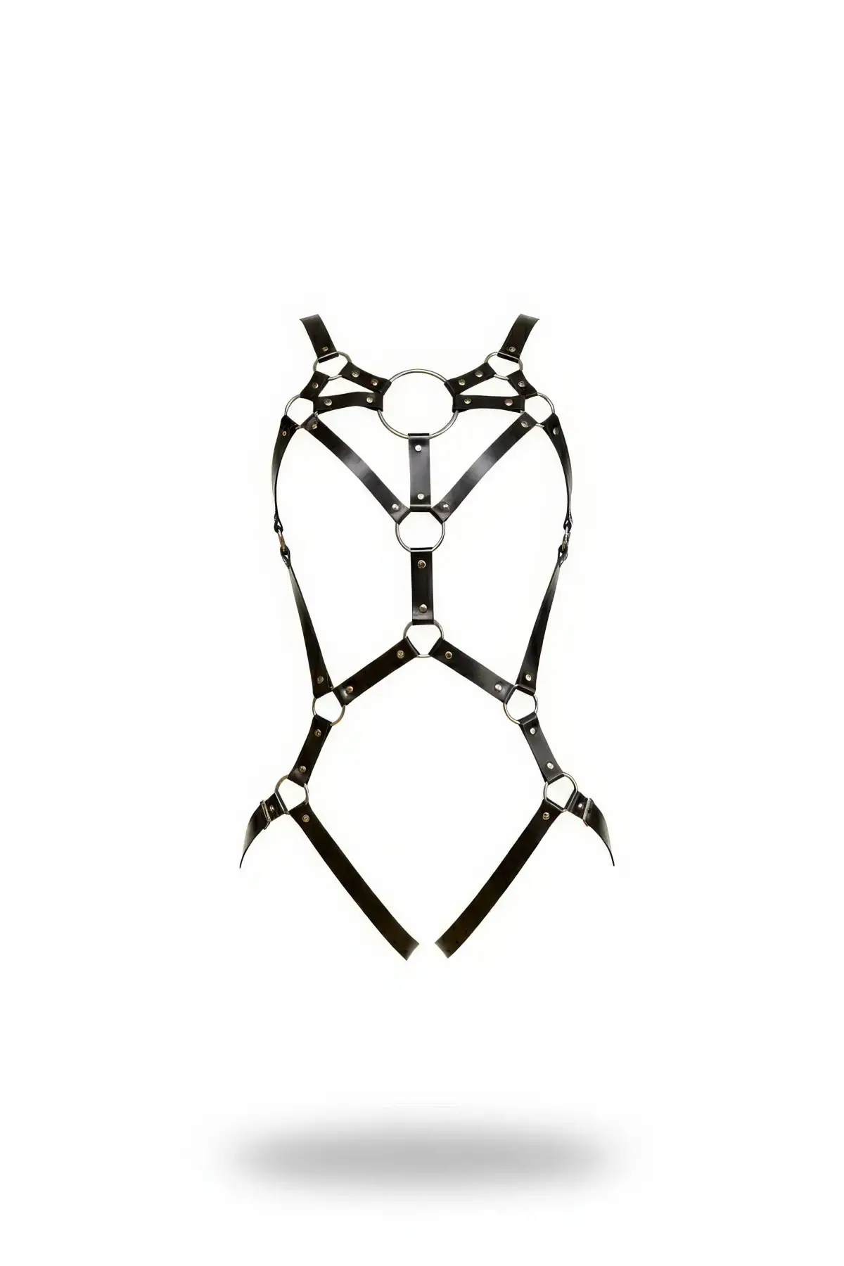 Siyah Body Harness Deri Halka Detaylı Vücut Aksesuarı - APFT706