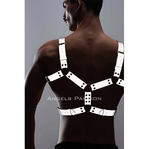 Reflektörlü - Karanlıkta Yansıyan Erkek Göğüs ve Bacak Harness Takım - APFTM199