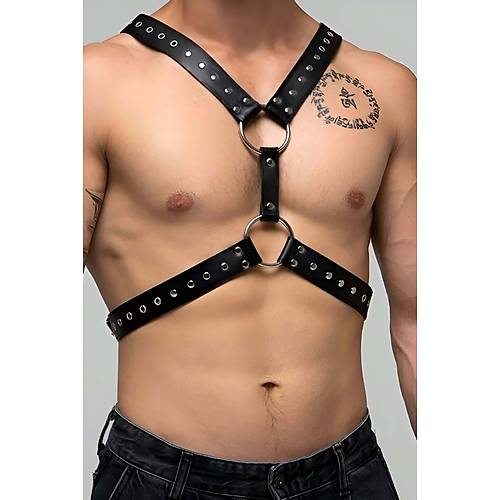 Perçin Detaylı Erkek Göğüs Harness, Sert Görünümlü Şık Erkek Fantazi Giyim - APFTM179