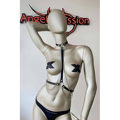 Deri Boyun ve Bel Harness Zincir Detaylı - APFT5
