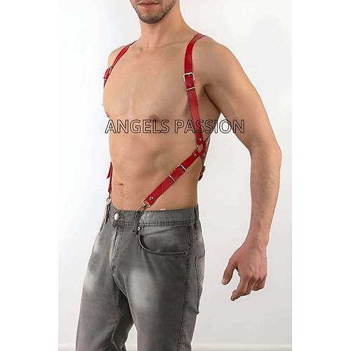Deri Pantalona Bağlanan Seksi Erkek Harness - APFTM11