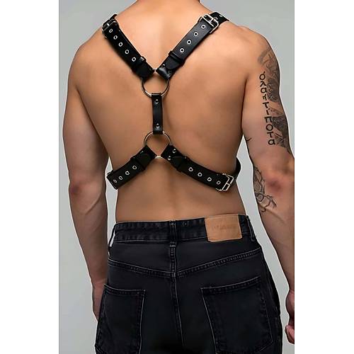 Perçin Detaylı Erkek Göğüs Harness, Sert Görünümlü Şık Erkek Fantazi Giyim - APFTM179