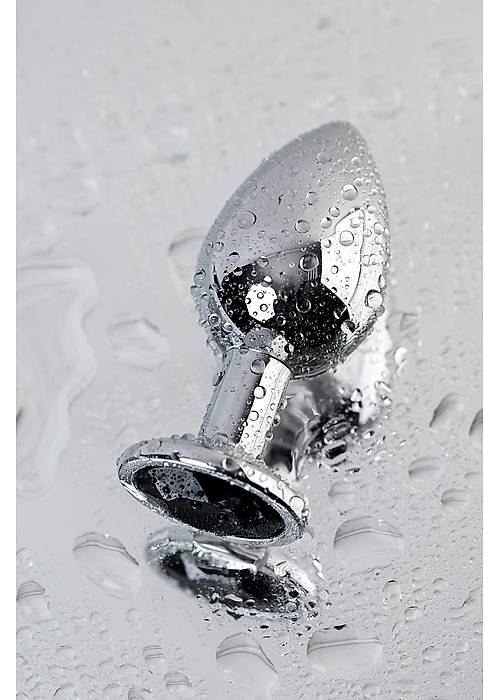 Metal by TOYFA Anal Plug, Metal, gümüş, siyah kristalli, 8,1 cm, Ø 3,4 cm
