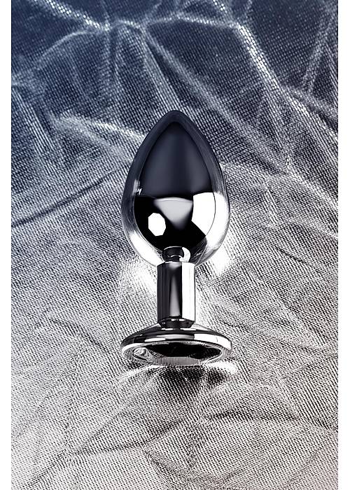 Metal by TOYFA Anal Plug, Metal, gümüş, siyah kristalli, 8,1 cm, Ø 3,4 cm