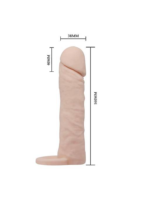 Extended 4 CM Dolgulu Realistik Penis Kılıfı Uzatmalı Prezervatif