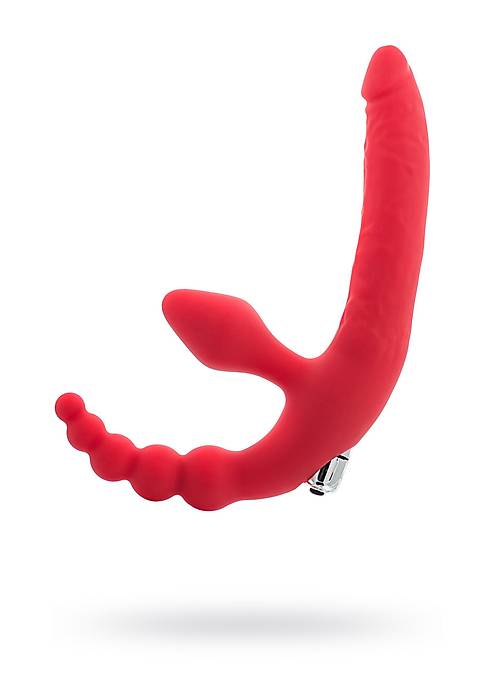 Black & Red by TOYFA Vibratörlü  Strapon, silikon, kırmızı, 35 cm