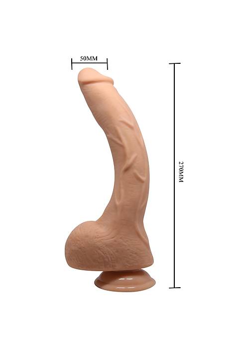 26 Cm Titreşimli Realistik Damarlı Vantuzlu G-Spot Dildo Penis