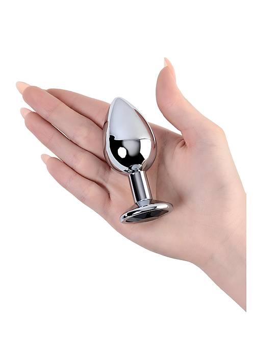 Metal by TOYFA Anal Plug, Metal, gümüş, siyah kristalli, 8,1 cm, Ø 3,4 cm