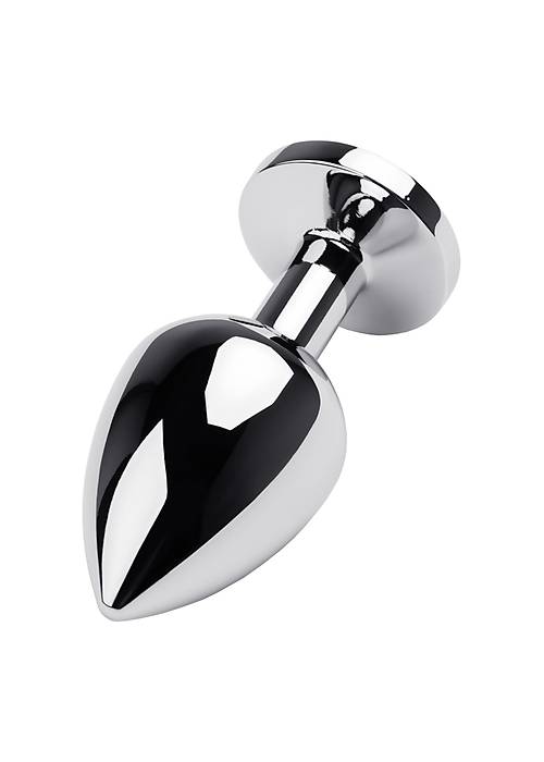 Metal by TOYFA Anal Plug, Metal, gümüş, siyah kristalli, 8 cm, Ø 3,4 cm, 85 g