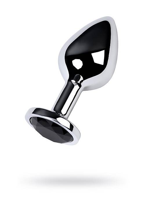 Metal by TOYFA Anal Plug, Metal, gümüş, siyah kristalli, 8 cm, Ø 3,4 cm, 85 g