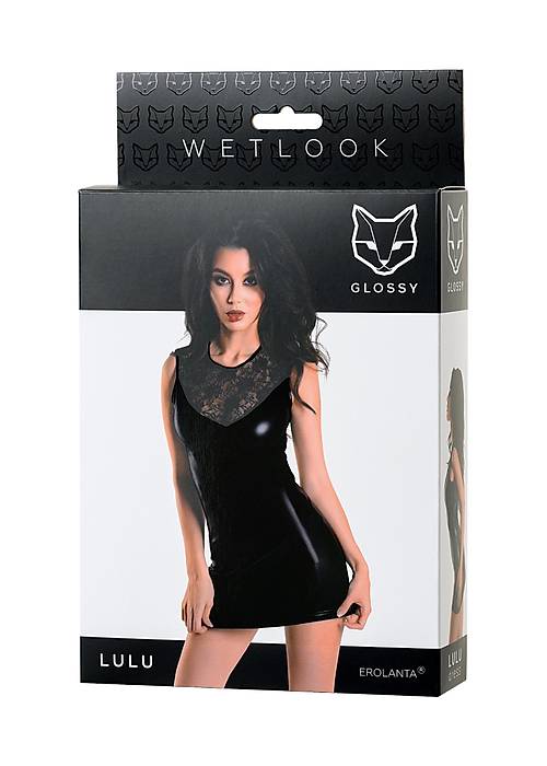 Glossy Parlak Lulu Elbise, siyah, XL, Wetlook malzemeden yapılmıştır