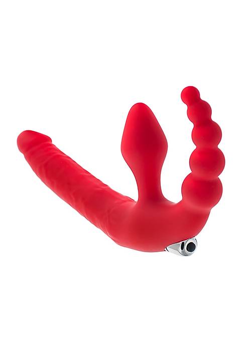 Black & Red by TOYFA Vibratörlü  Strapon, silikon, kırmızı, 35 cm