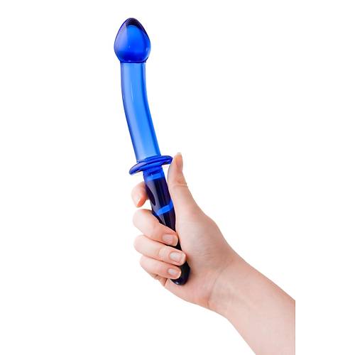 ift tarafl yapay penis Sexus Glass, cam, mavi, 25 cm