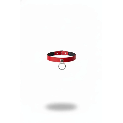 K�rm�z� Choker Suni Deri Metal Halka Detayl� Gerdanl�k - APFT519