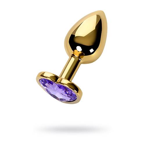 Metal by TOYFA Anal Plug, Metal, altn, mor kristalli, 7 cm,  2,7 cm, 50 g