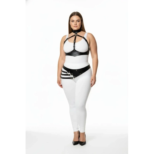 B�y�k Beden Siyah Kad�n Deri Harness Tak�m V�cut Kemeri Detayl� Fantazi Aksesuar - APFT1139