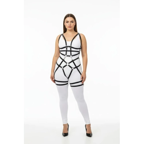 B�y�k Beden Siyah Kad�n T�m V�cut Deri Harness Tak�m Halka Detayl� - APFT502