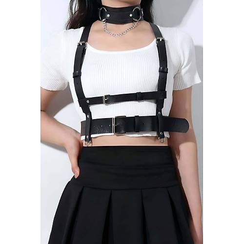 Deri G���s Harness Ve Choker-Tasma Tak�m - APFT959
