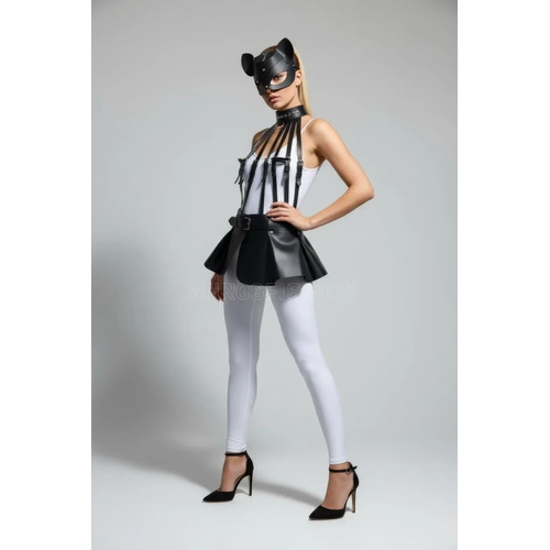 Siyah Etek Suni Deri Etek Peplum Kemer Detayl� Etek - APFT1313