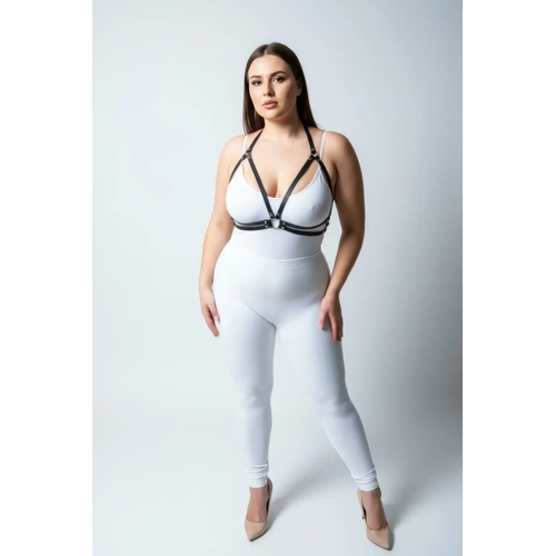 B�y�k Beden Siyah Kad�n Deri Harness Halka Detayl� ��k Kombin Aksesuar� - APFT200